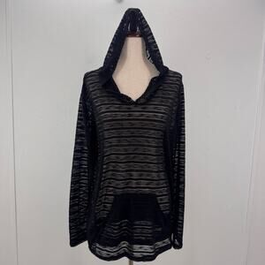 NWT Honey & Lace Black Sheer Carmel Hoodie Long Sleeve Top Whimsigoth Coastal L